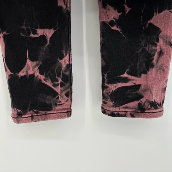 Blackheart Jeans Womans Juniors Pink and Black Bleach Wash Ripped Knees Stretch - Picture 9 of 12